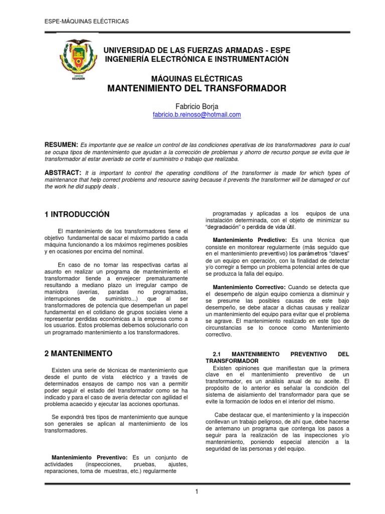 Mantenimiento Transformadores Pdf Pdf Transformador Petróleo