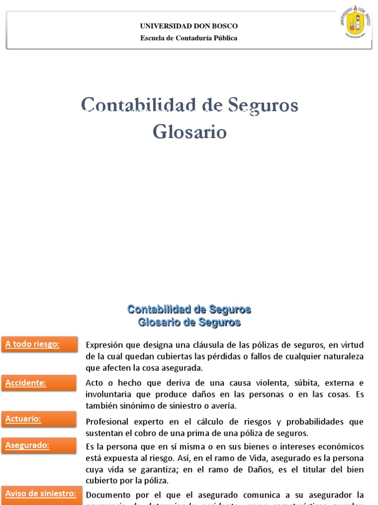 Glosario de Términos de Seguros | PDF | Póliza de seguros | Seguro