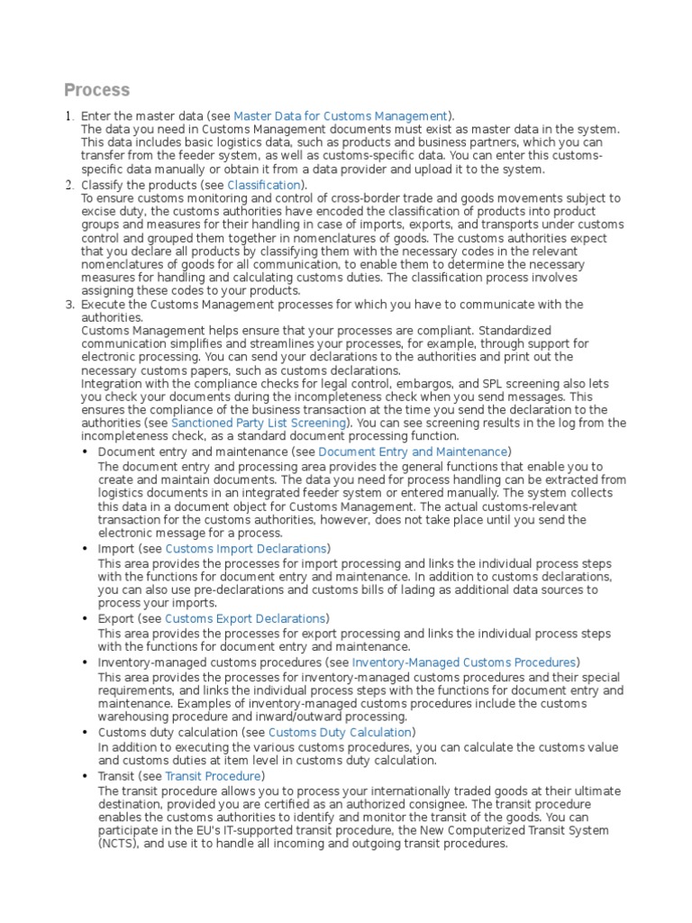 Customs Management Process Guide | PDF | Excise | Taxation