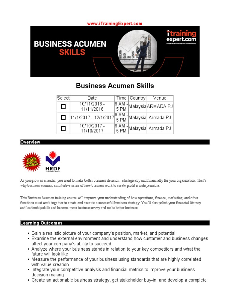 Business Acumen Skills.pdf Strategic Management Performance Indicator
