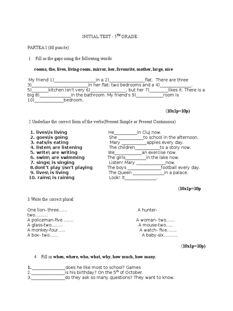 Initial Test 5grade | PDF