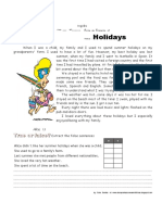 Holidays in Spain-Reading Comprehension