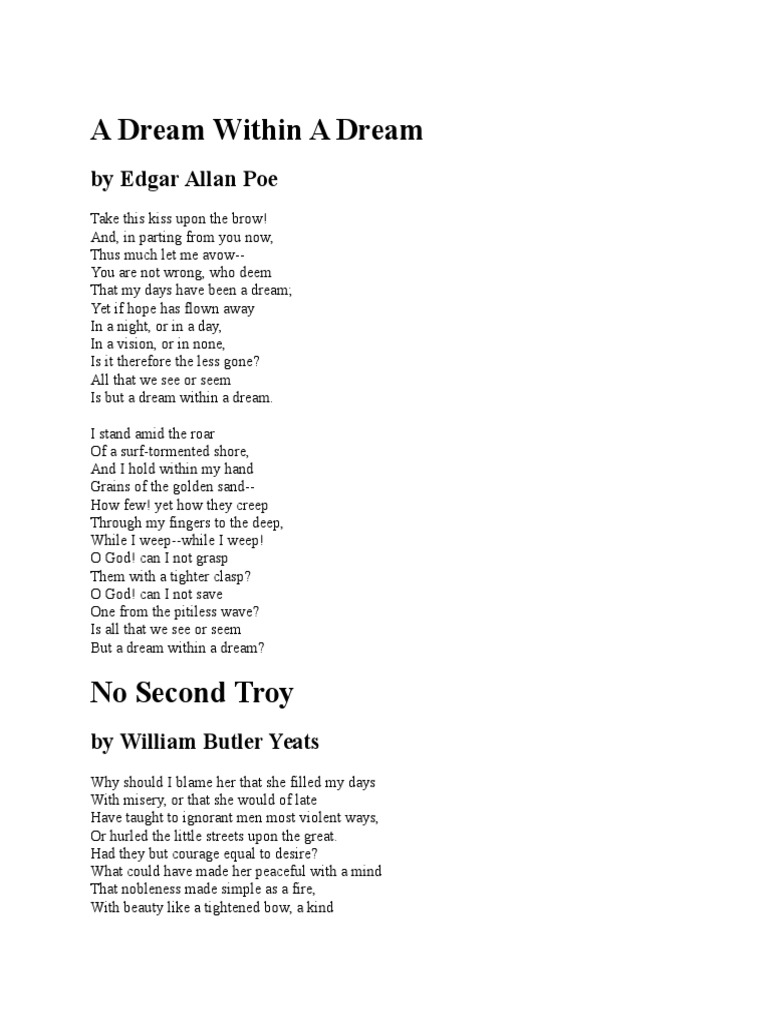 A Dream Within A Dream: by Edgar Allan Poe | PDF