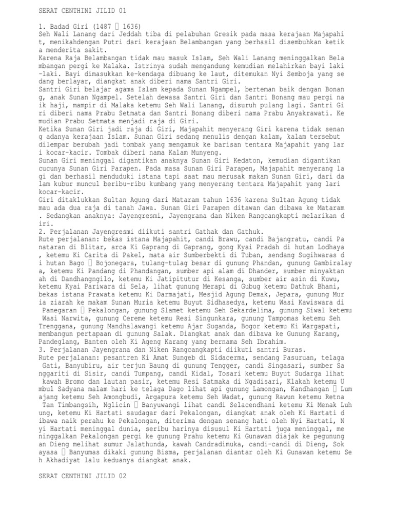 Kisah Perjalanan Serat Centhini | PDF | Ilmu Sosial | Sejarah