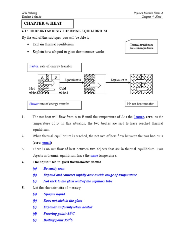 Understanding Thermal Equilibrium and Heat | PDF | Heat | Temperature