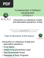 Fundamentals of Software Development CT010-3-1: Introduction To Collections of Data and Associated Operations: Arrays