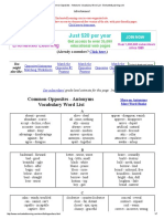 Common Opposites - Antonyms Vocabulary Word List