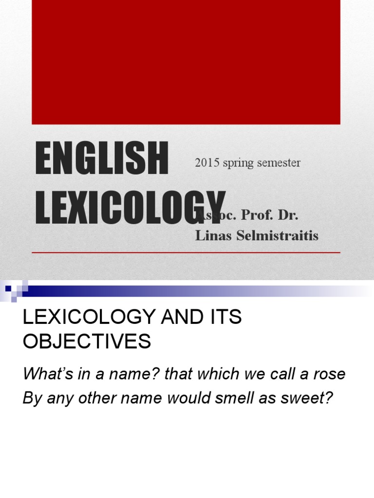 English Lexicology 2015 PDF Lexicology Morphology (Linguistics)