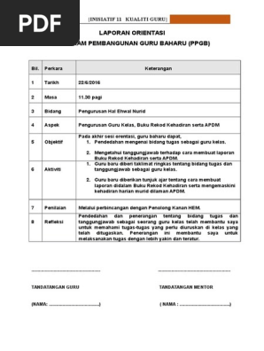 Contoh Laporan Orientasi Ppgb 2016 Pdf