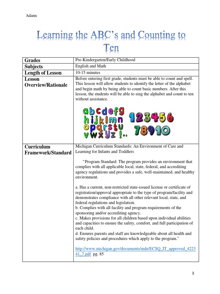 Updated Lesson Plan Rubric PDF Early Childhood Education Lesson Plan