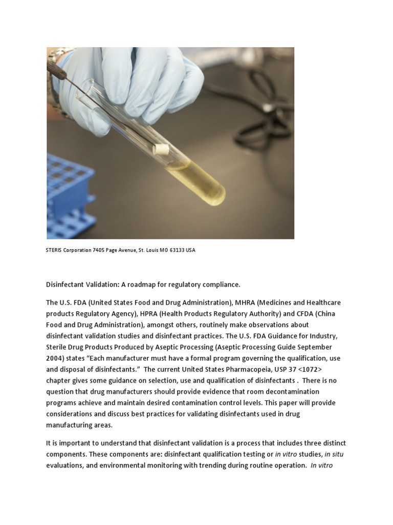 Disinfectant Validation PDF Disinfectant Food And Drug Administration
