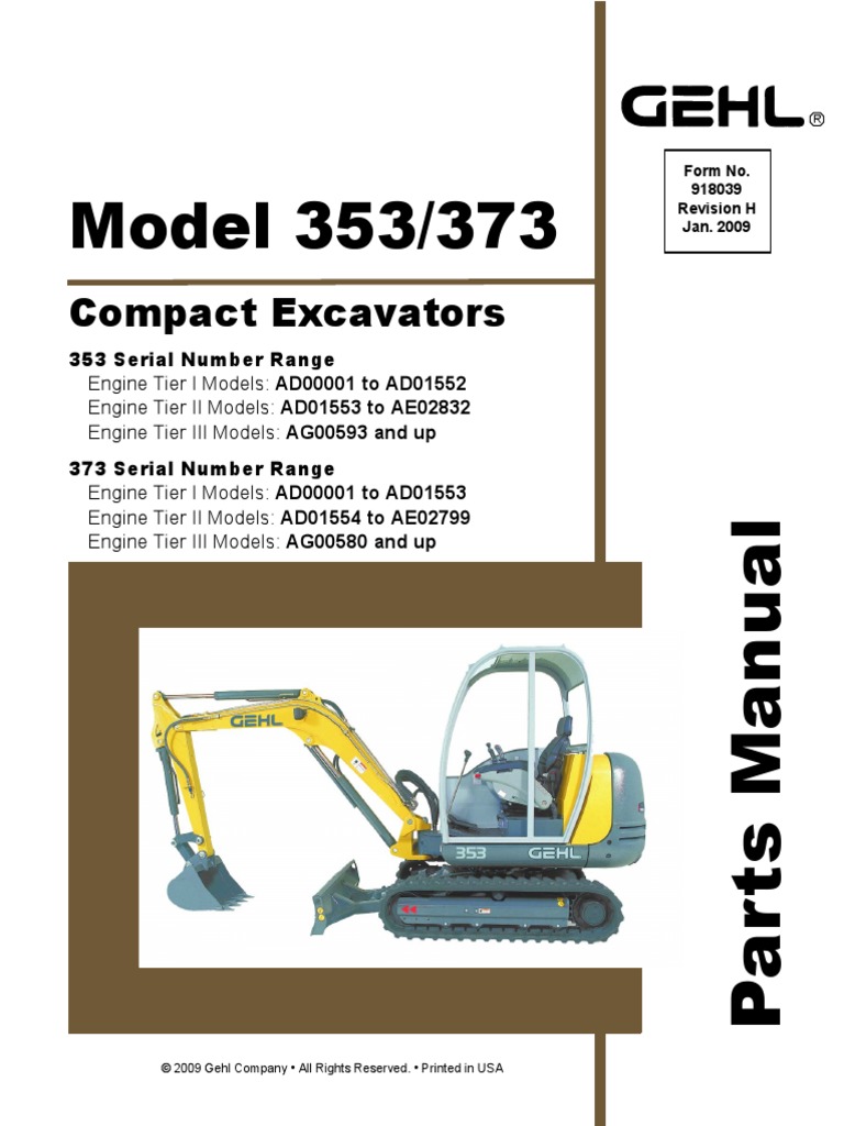テスト GEHL 353 373 Compact Excavator Parts | PDF | Cylinder