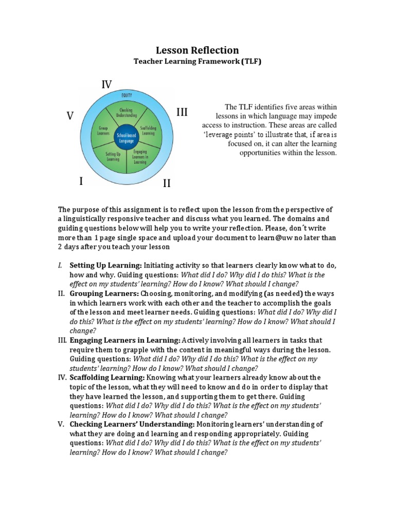 Teacher Learning Framework Lesson Reflection | PDF | Career & Growth