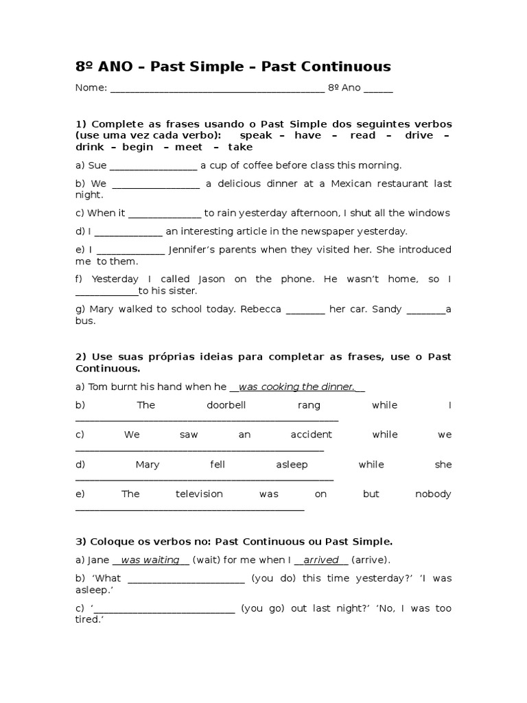 Past Simple e Past Continuous | PDF | Foreign Language Studies