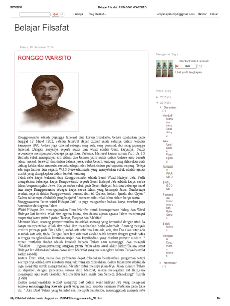 Filsafat dan Karya Ronggowarsito | PDF | Agama & Spiritualitas