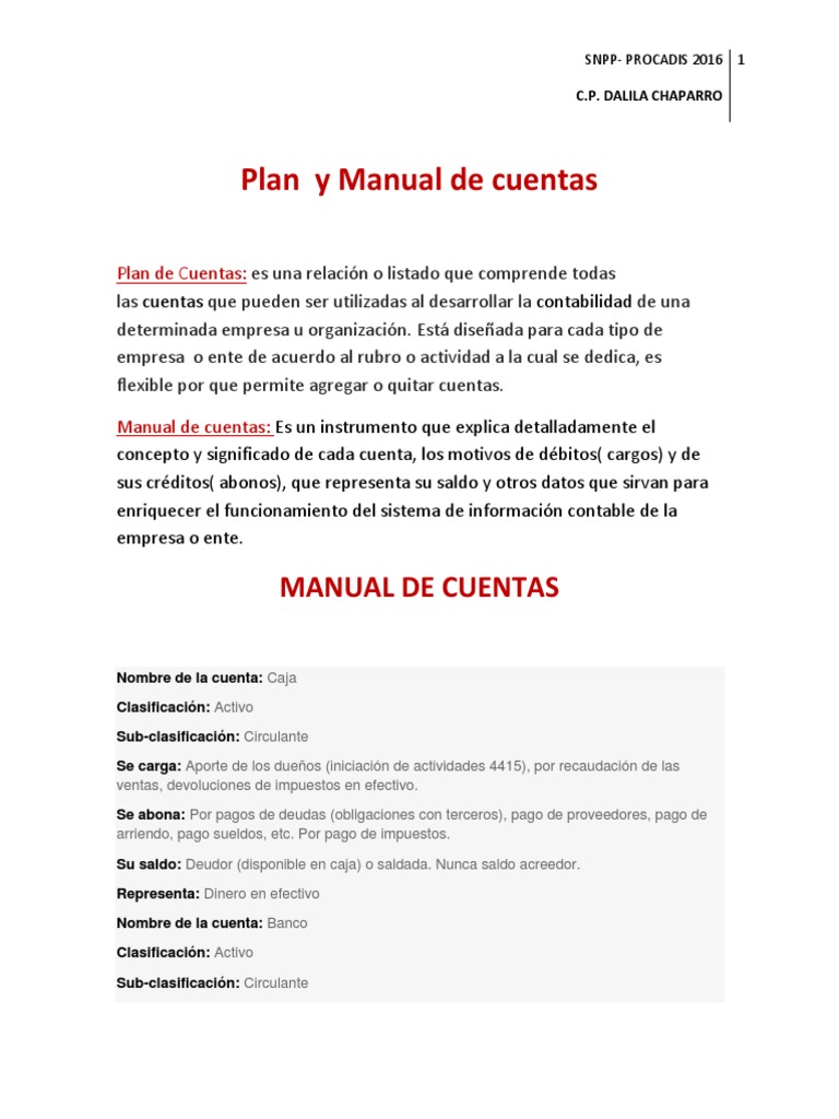 Plan y Manual de Cuentas Contables | PDF | Pagos | Depreciación