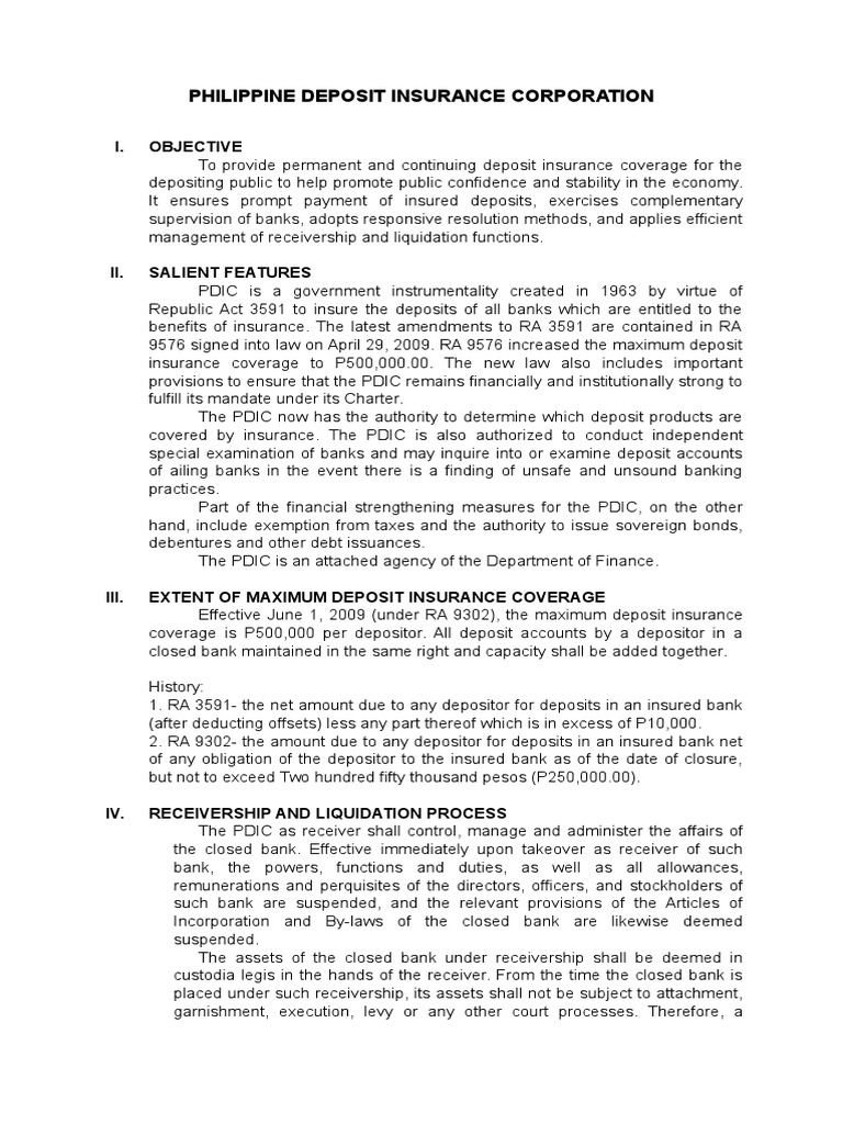 Pdic Report Deposit Insurance Banks
