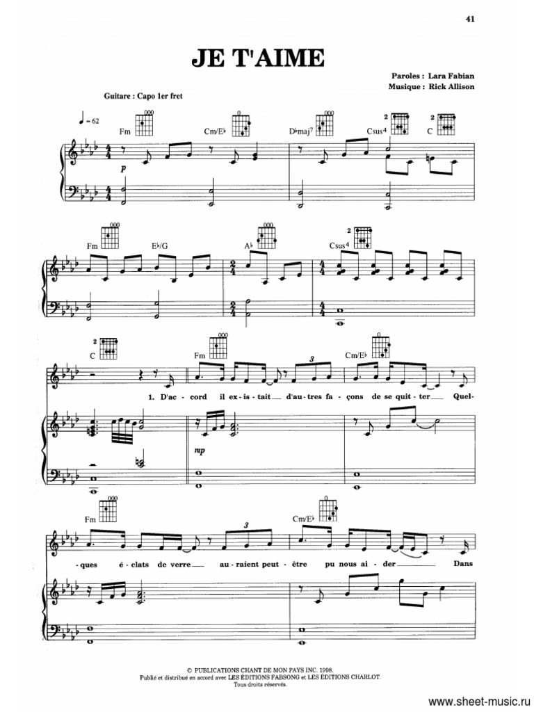 Lara Fabian Je T Aime PDF PDF