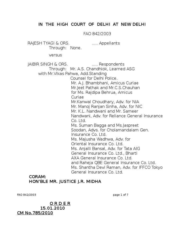 Delhi High Court Ruling on Claims Procedure | PDF | Insurance | Damages