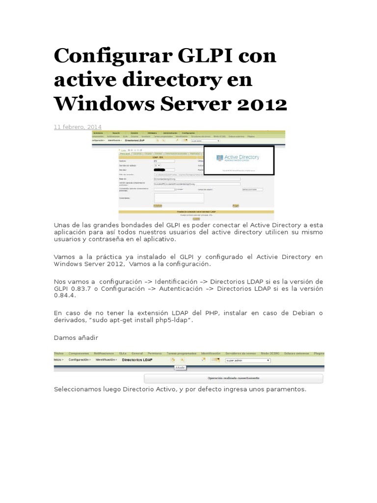 Configuración de GLPI con Active Directory | PDF | Negocios