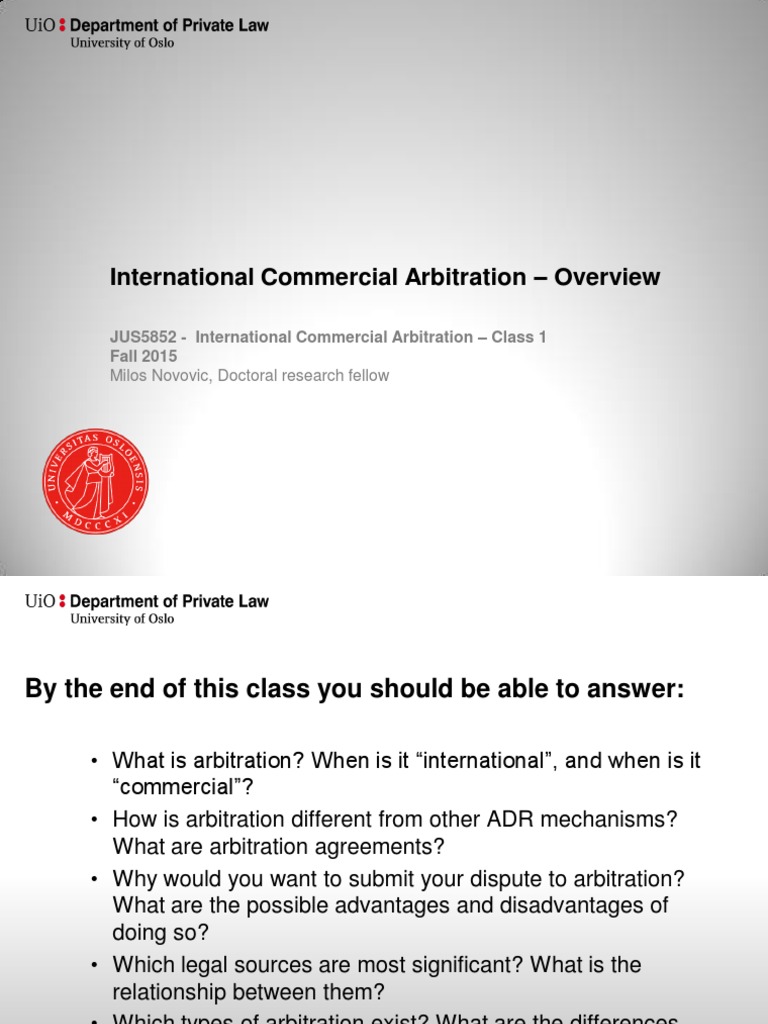1 - International Commercial Arbitration Overview PDF | PDF ...
