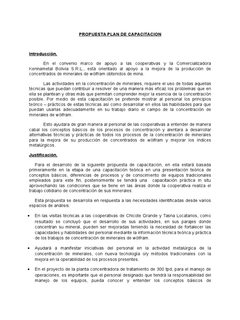 Propuesta de Capacitación en Metalurgia | PDF | Metalurgia | Conocimiento