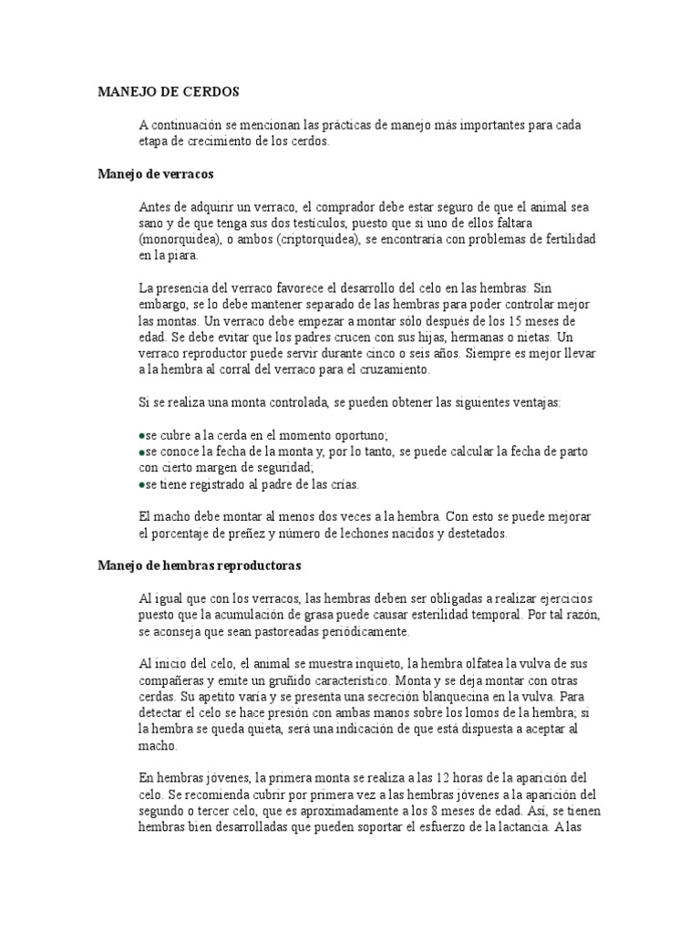 Manejo de Cerdos | PDF | Cerdo doméstico | Carne