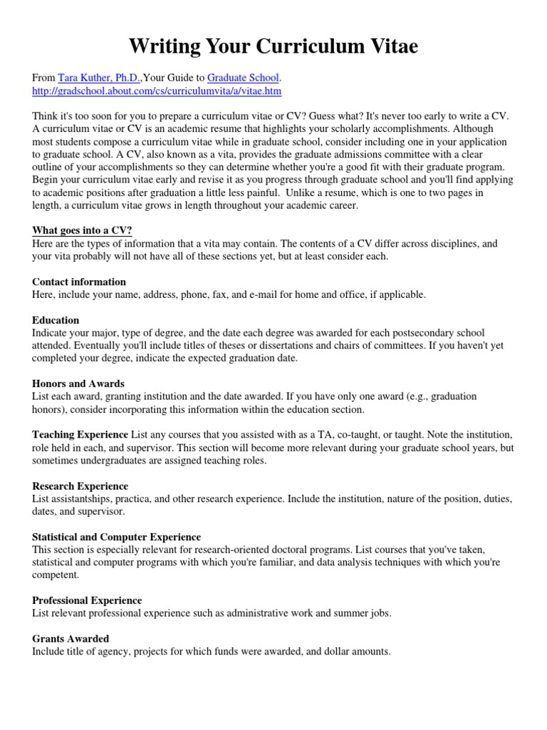 writing curriculum vitae
