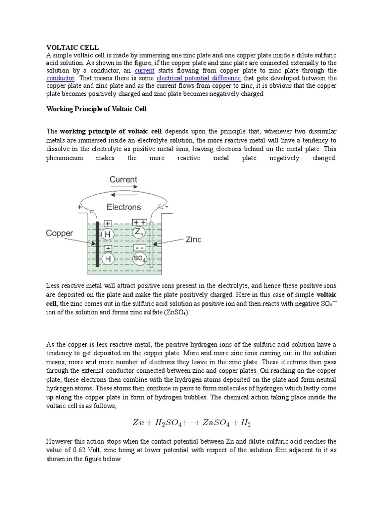 Current Conductor Electrical Potential Difference: Voltaic Cell | PDF ...