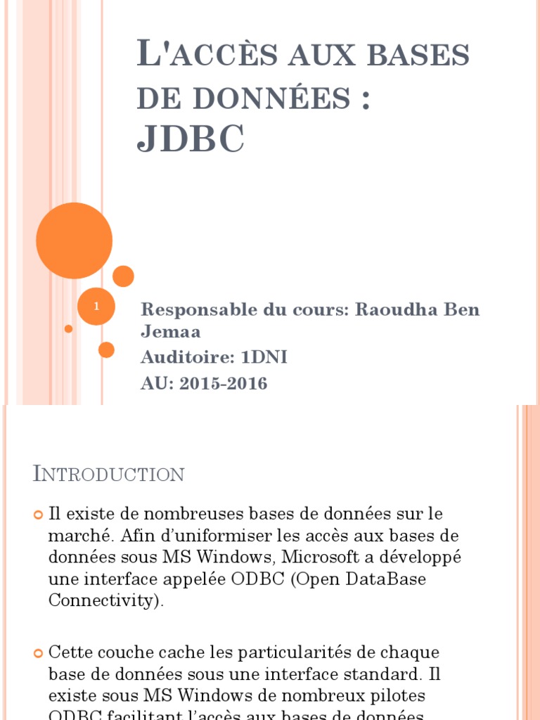Accès aux bases de données avec JDBC | PDF | SQL | Java (Langage de ...