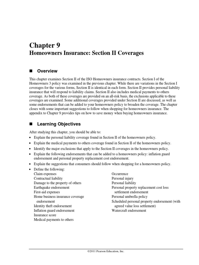 Homeowners Insurance: Section II Coverages: Overview | PDF | Home ...