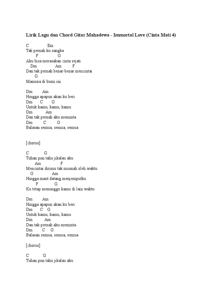 Lirik Lagu Dan Chord Gitar Mahadewa Immortal Love Cinta Mati 4 Pdf