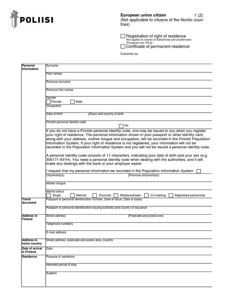 EU Residence Registration Guide | PDF | Identity Document | Social ...
