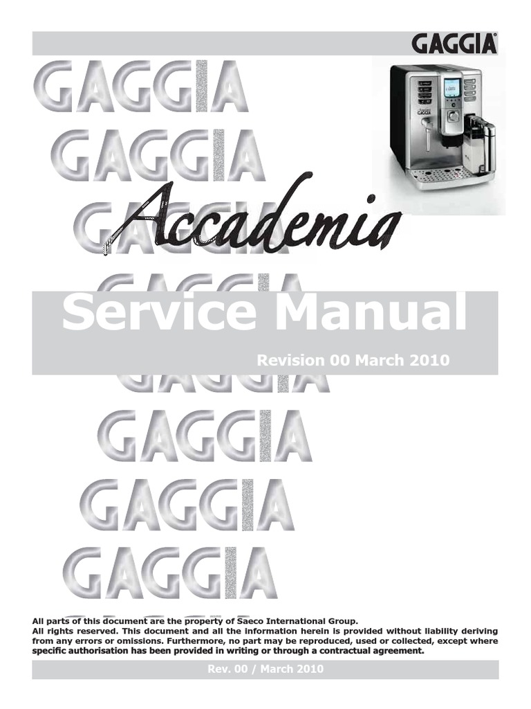 Gaggia Accademia Service Manual PDF Manufactured Goods Nature