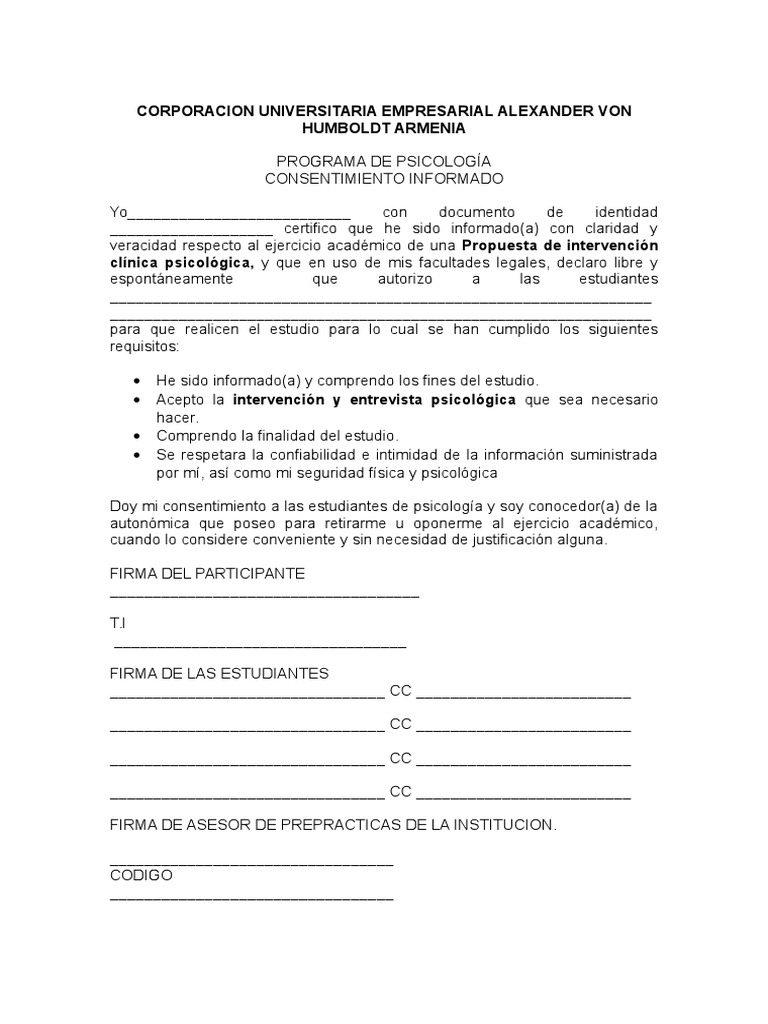 Consentimiento Informado Modelo  PDF