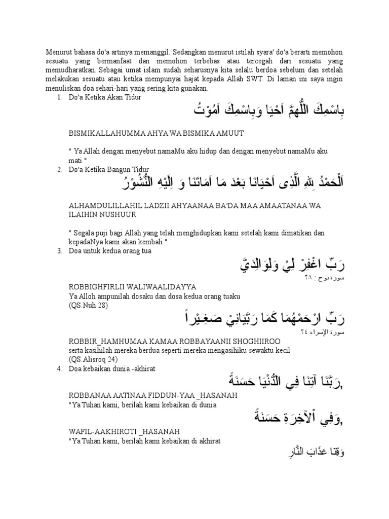 Kumpulan Doa Sehari-hari Lengkap | PDF