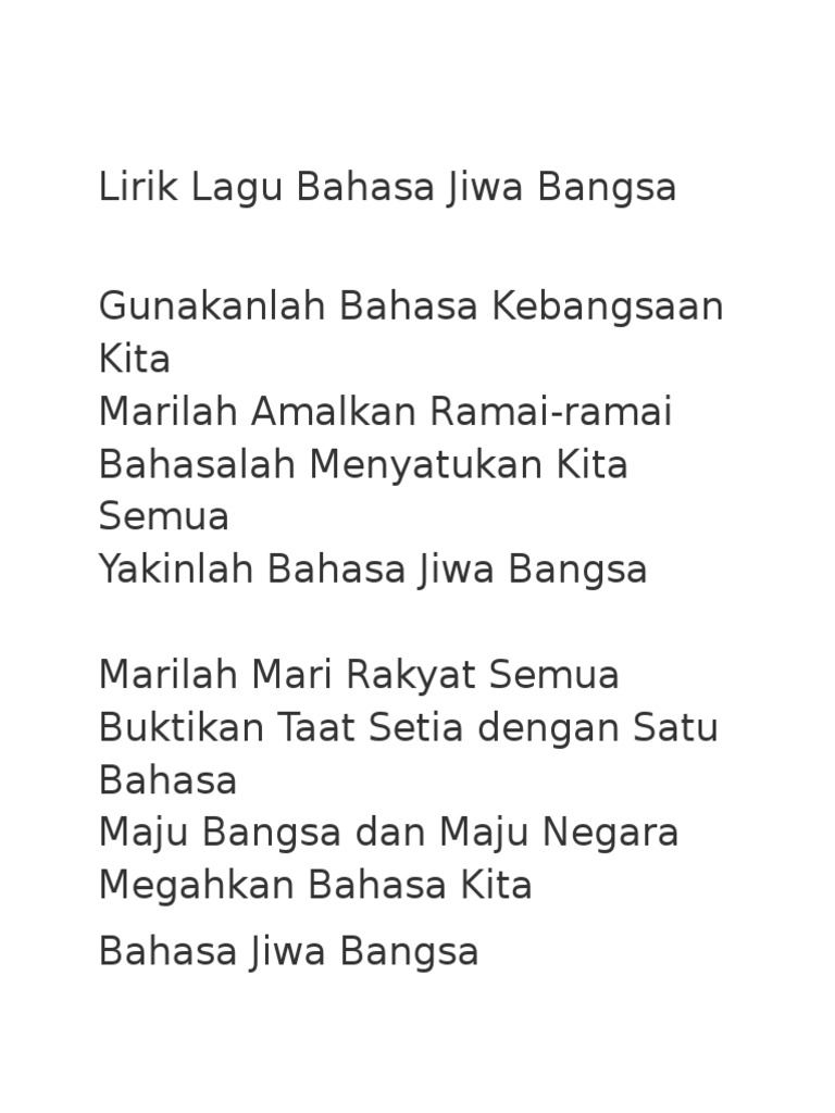 Lirik Lagu Bahasa Jiwa Bangsa Pdf