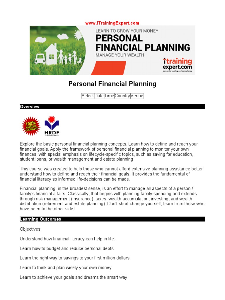 Personal Financial Planning PDF Financial Plan Interest