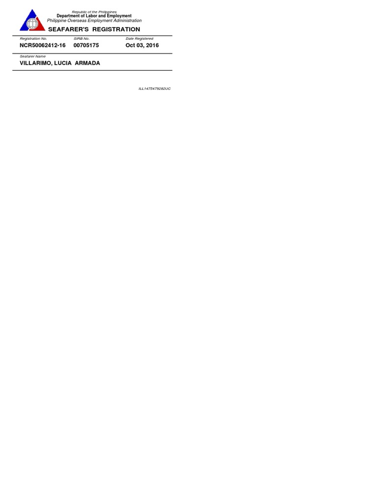Seafarer's Registration Details | PDF