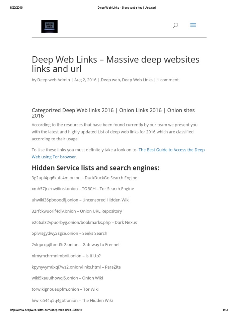 Deep Web Links - Deep Web Sites - Updated | PDF | World Wide Web | Internet &amp; Web