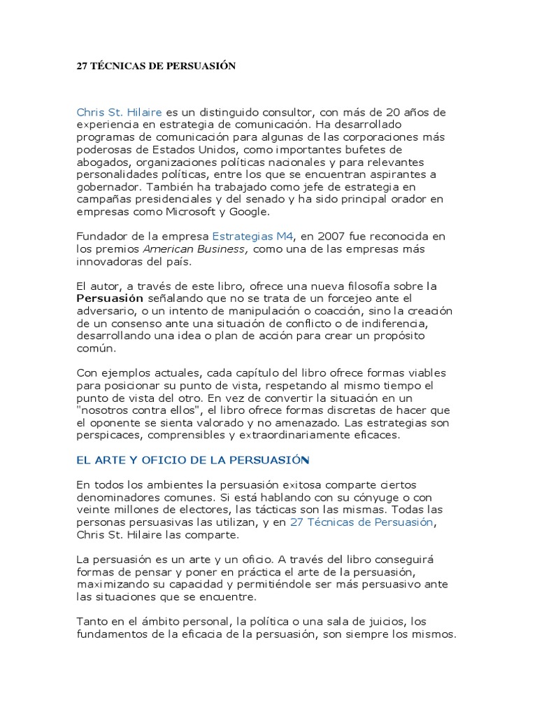 27 Técnicas de Persuasión Persuasión Yo