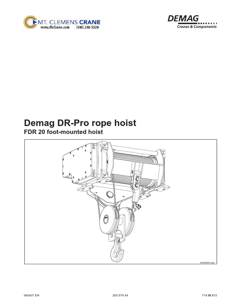 DR 20 Pro Hoist Tech Data PDF Spectral Density Mains Electricity