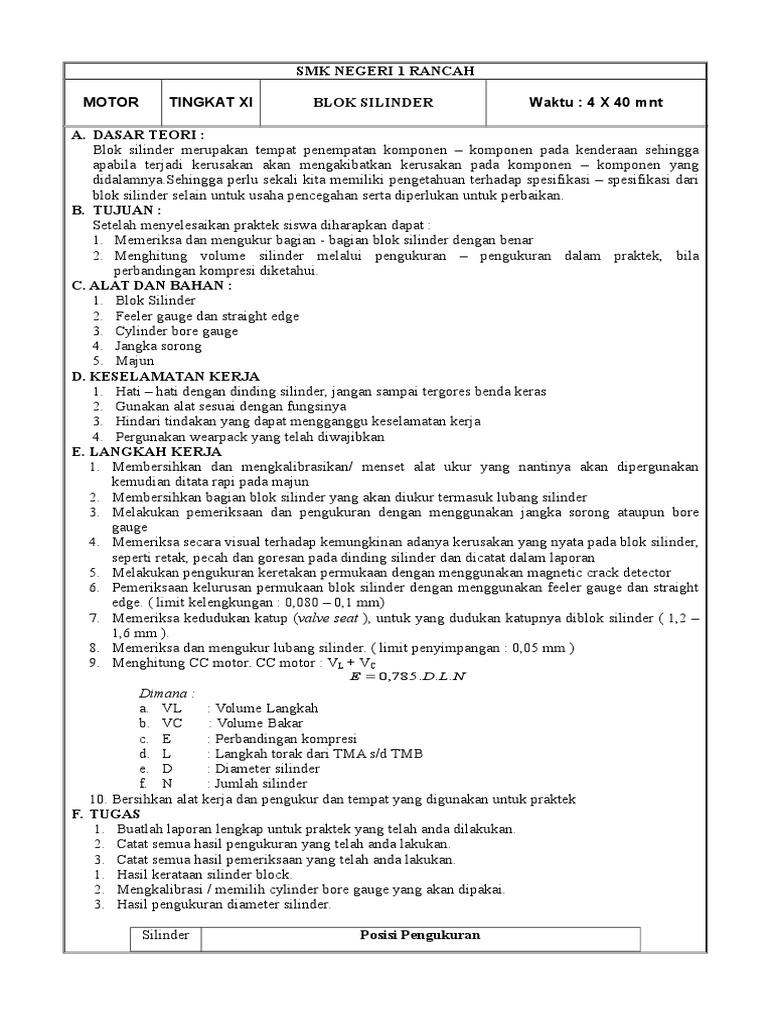 Jobsheet Blok Silinder