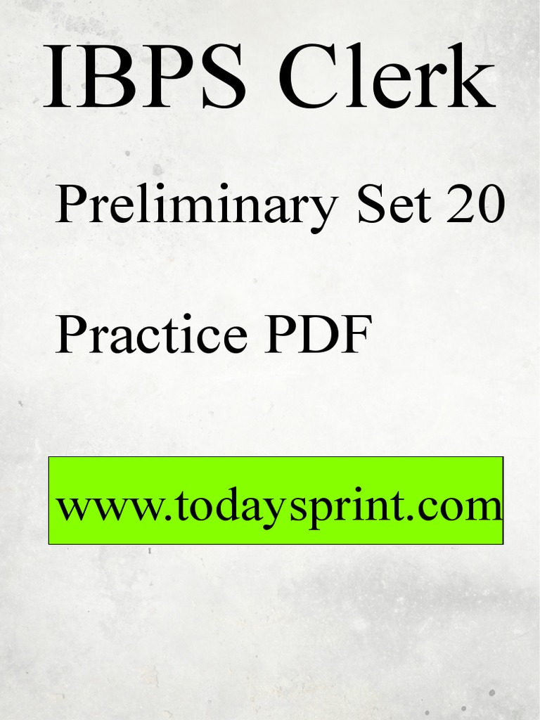 IBPS Clerk Pre Exam Practice Set 20 | PDF | Teaching Mathematics ...
