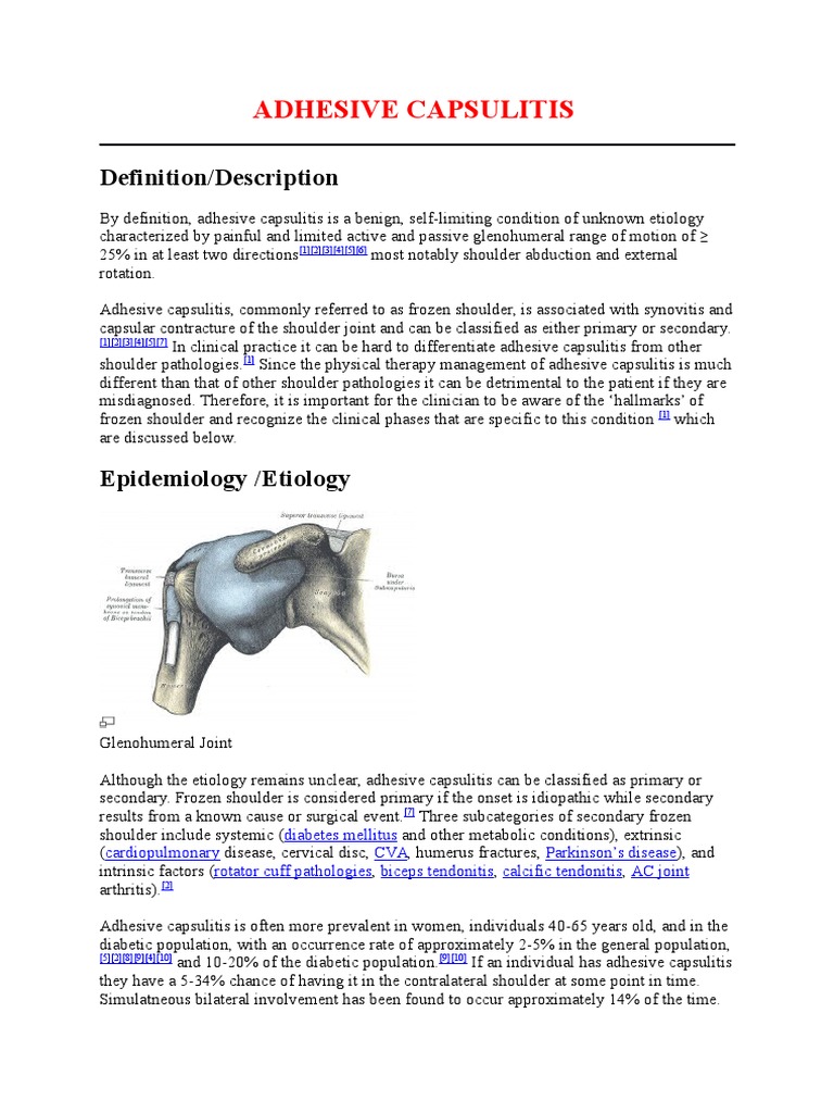 Adhesive Capsulitis Anatomical Terms Of Motion Shoulder