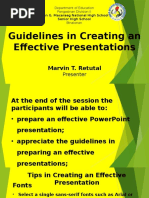 Guidelines in Creating An Effective Presentations