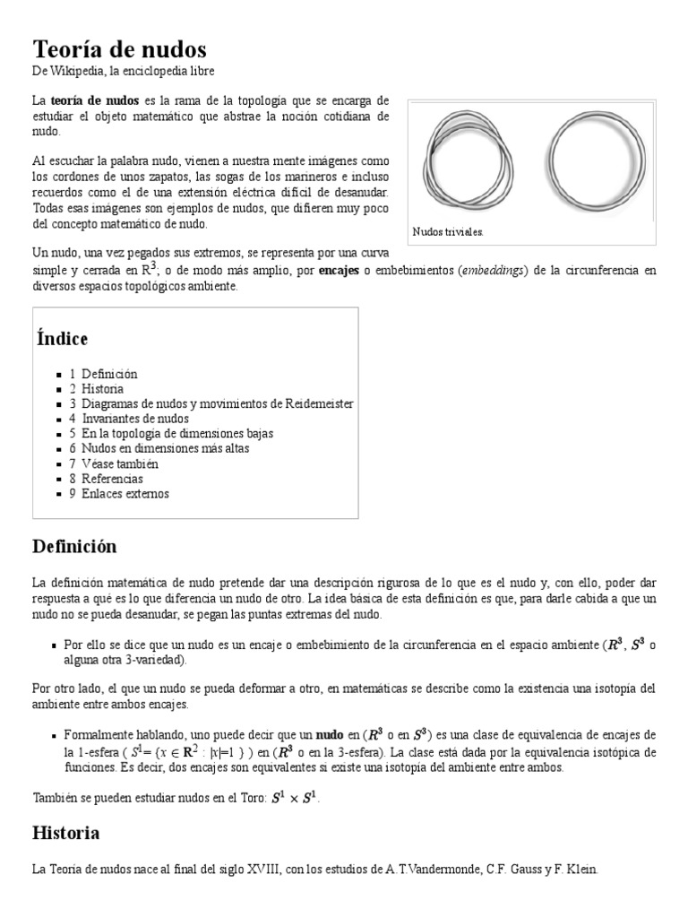 Teoría de Nudos PDF Topología geométrica Topología