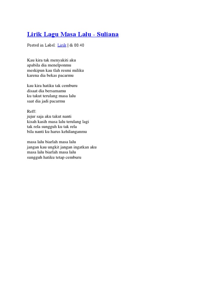 Lirik Lagu Masa Lalu Pdf