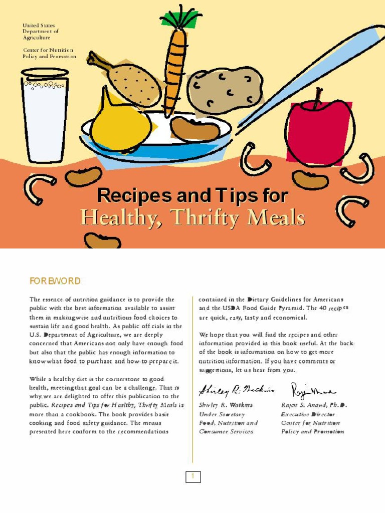 Recipes and Tips For Healthy, Thrifty Meals | Download Free PDF