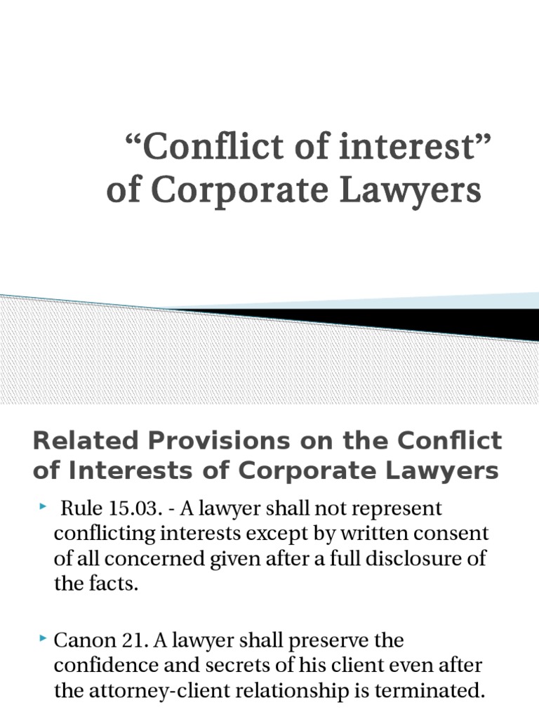 PALE Report COI Edited PDF Lawyer Conflict Of Interest